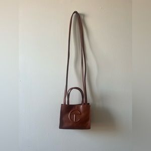 Small brown telfar shopping bag